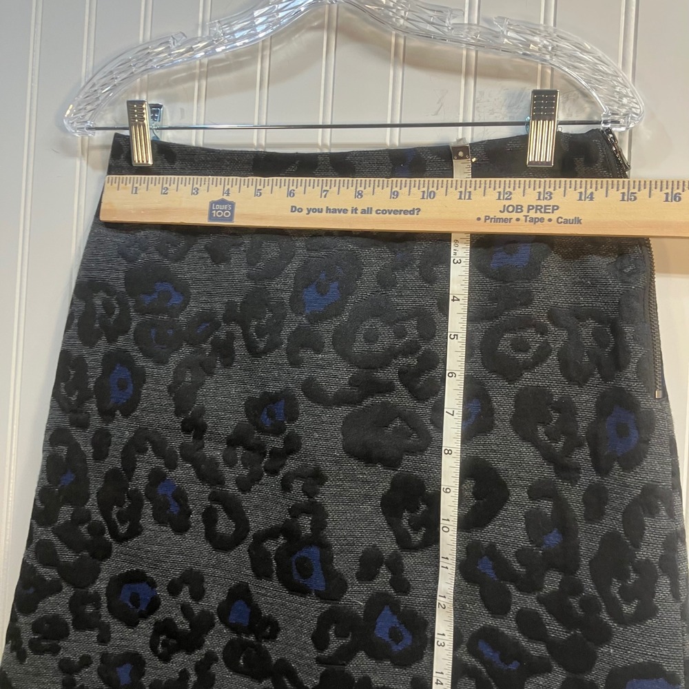 Ann Taylor Petite Grey Blue Leopard Jacquard Silk Wool Blend Mini Skirt 4P Chic‎ - Picture 10 of 10